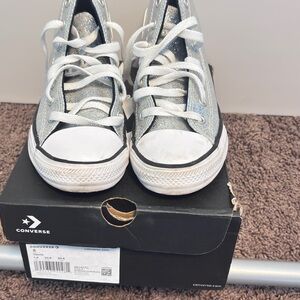 Converse Kids Metallic Silver Sneakers